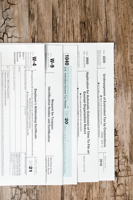 Tax forms 1040 and W-4